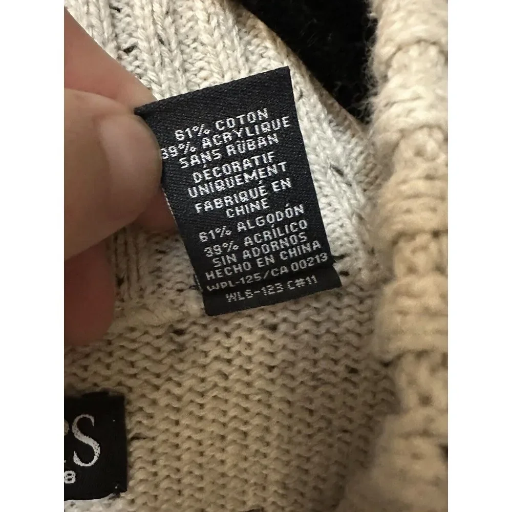 Chaps 3 Button Pullover Sweater Elbow‎ Patches Men's Medium Oatmeal - Picture 5 of 7